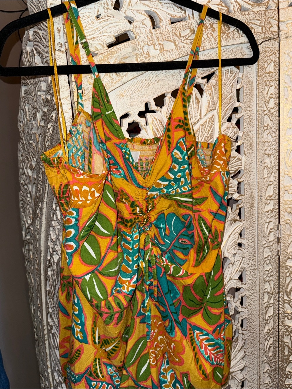 Japna Mustard & Teal Tropical Print Sundress - Picture 3 of 8